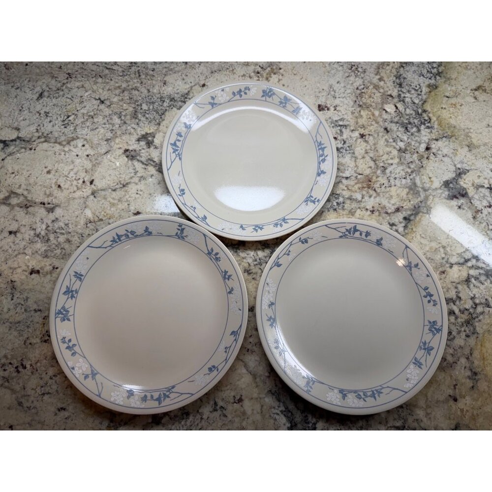 Corelle First of Spring Dinner Plates Set of 3‎ – 10” Blue Floral Rim